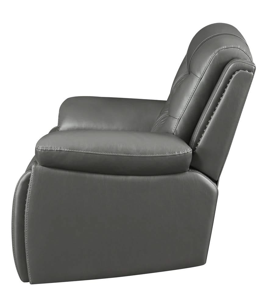 Sillón reclinable eléctrico con brazos acolchados y tapizado Flamenco en color carbón
