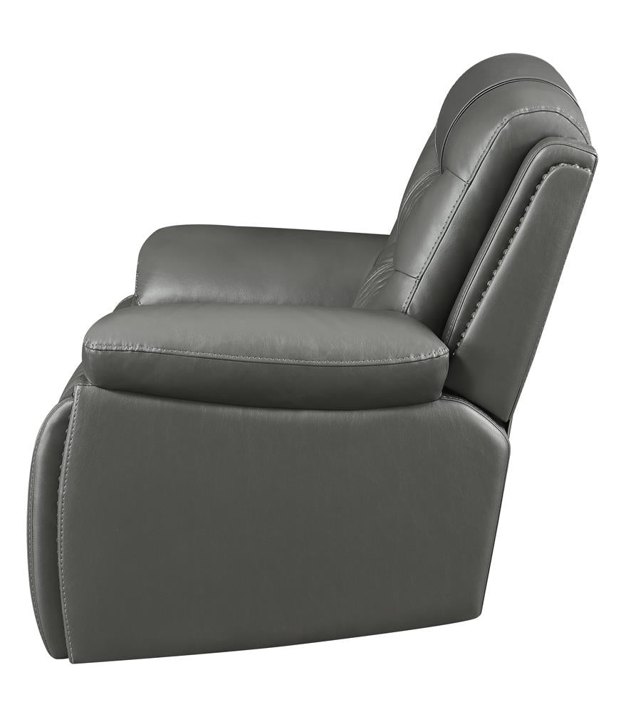 Flamenco Upholstered Padded Arm Power Recliner Charcoal