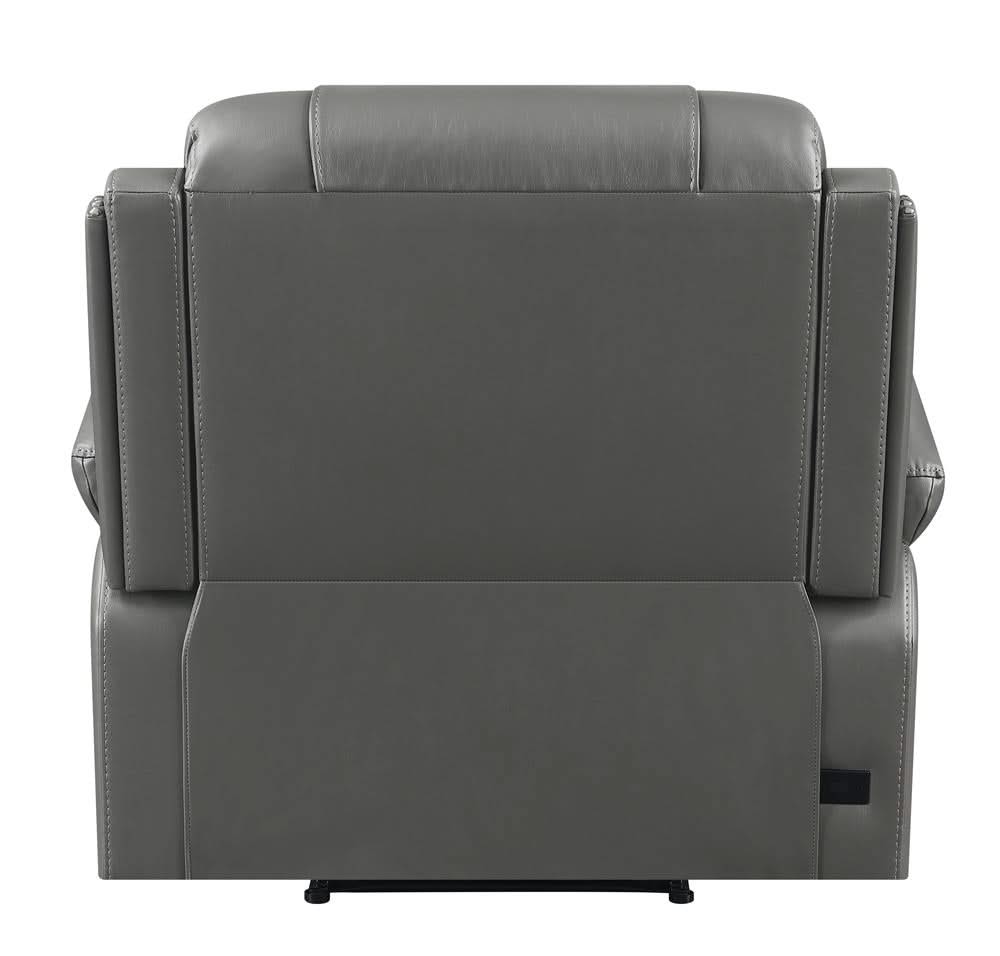 Sillón reclinable eléctrico con brazos acolchados y tapizado Flamenco en color carbón