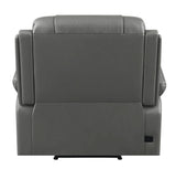 Sillón reclinable eléctrico con brazos acolchados y tapizado Flamenco en color carbón