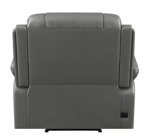 Sillón reclinable eléctrico con brazos acolchados y tapizado Flamenco en color carbón