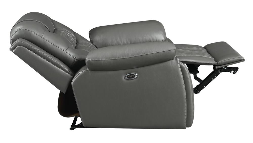 Flamenco Upholstered Padded Arm Power Recliner Charcoal