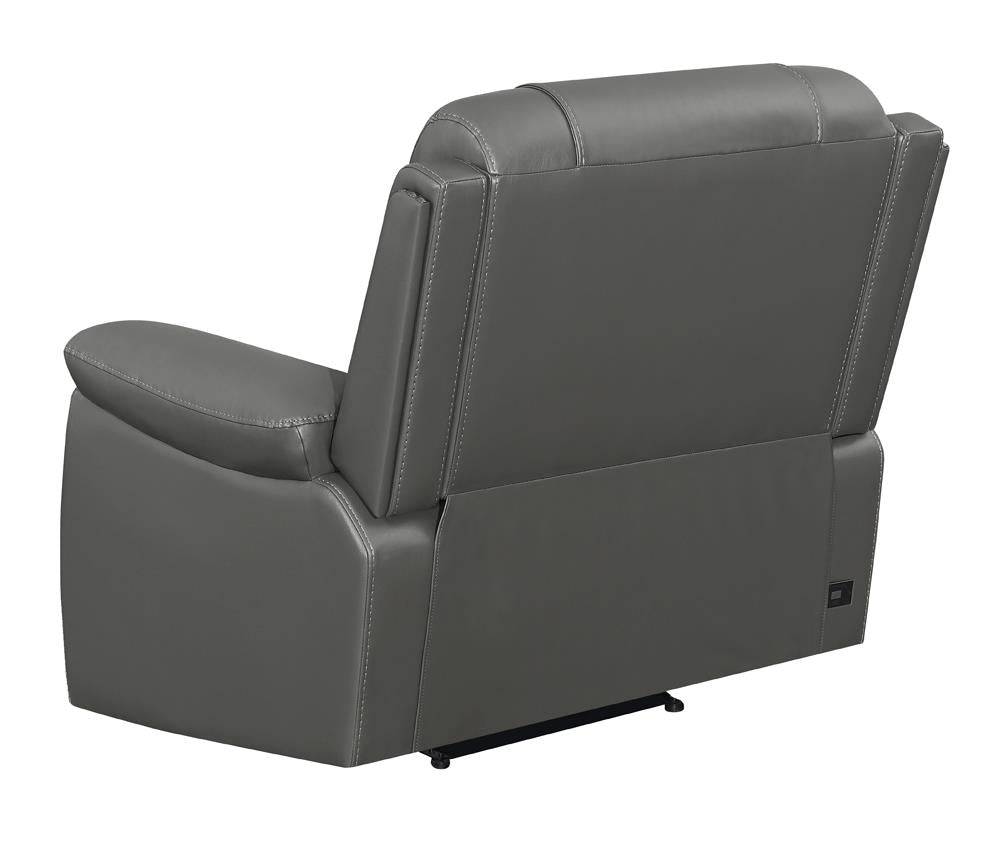 Flamenco Upholstered Padded Arm Power Recliner Charcoal