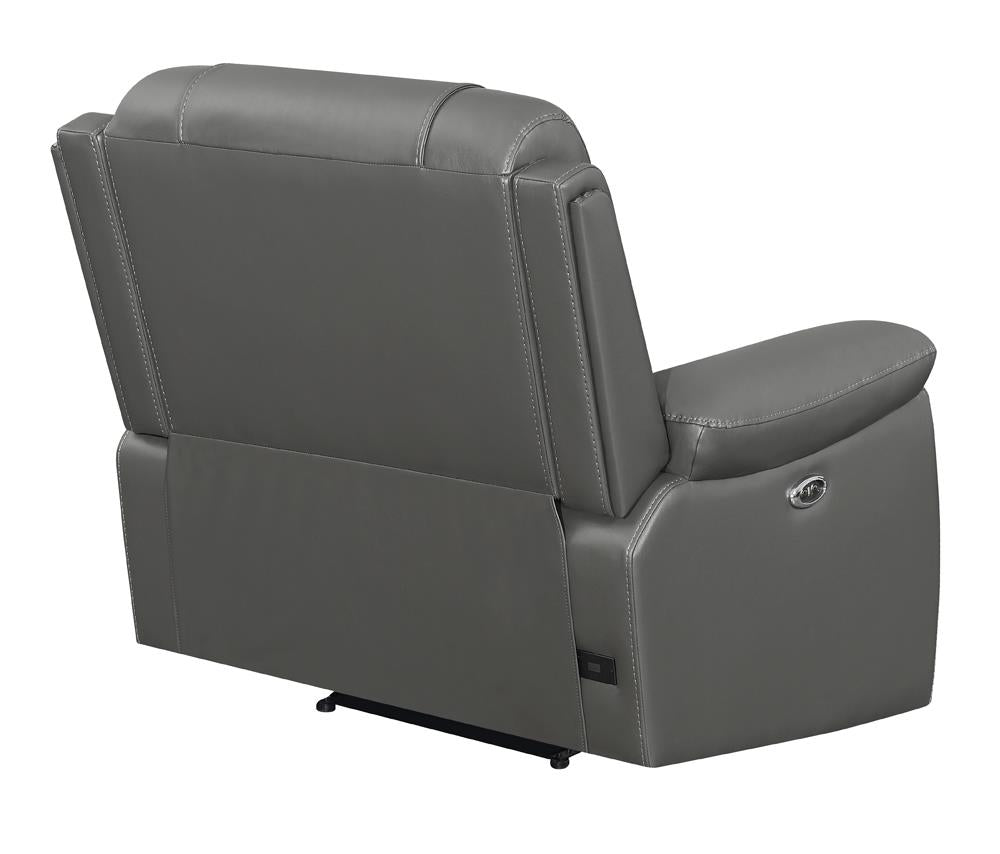 Flamenco Upholstered Padded Arm Power Recliner Charcoal