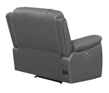 Sillón reclinable eléctrico con brazos acolchados y tapizado Flamenco en color carbón