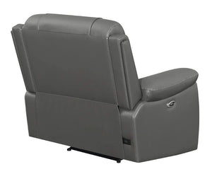 Sillón reclinable eléctrico con brazos acolchados y tapizado Flamenco en color carbón
