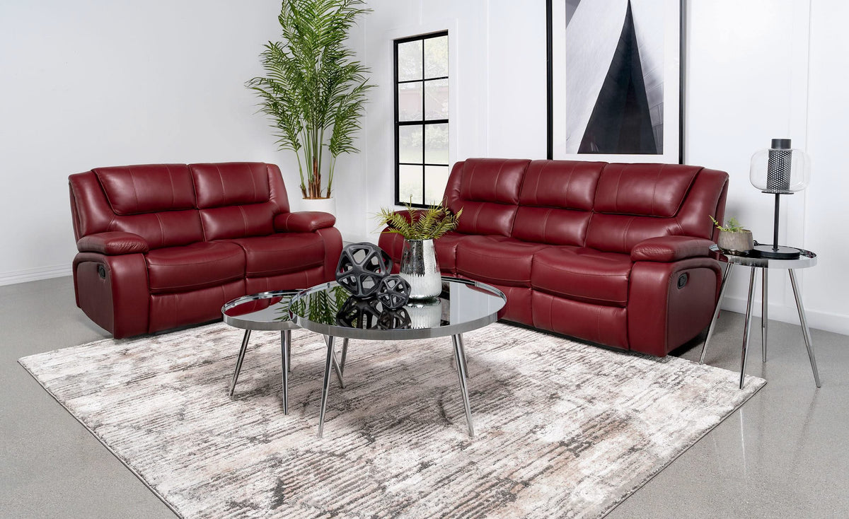 Conjunto de sofá reclinable tapizado Camila de 2 piezas en color rojo