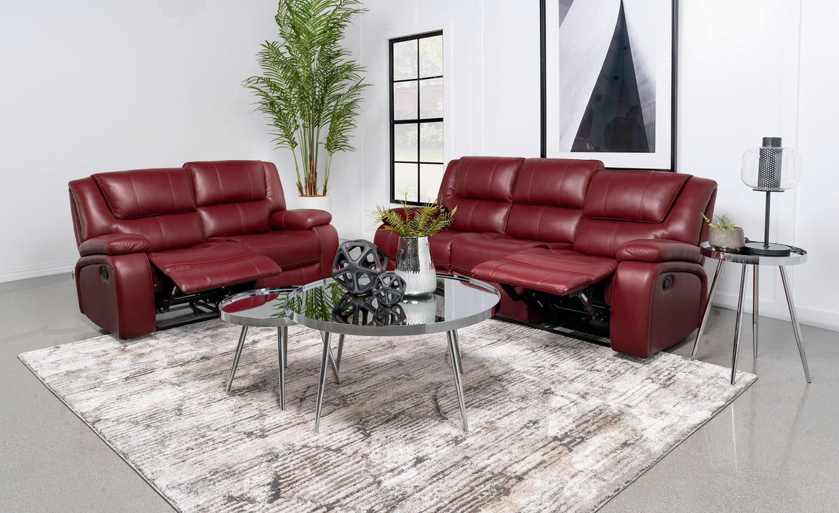Conjunto de sofá reclinable tapizado Camila de 2 piezas en color rojo