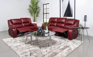 Conjunto de sofá reclinable tapizado Camila de 2 piezas en color rojo