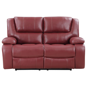 Conjunto de sofá reclinable tapizado Camila de 2 piezas en color rojo
