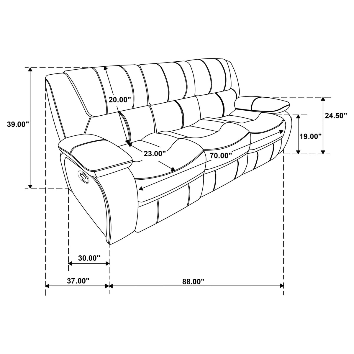 Conjunto de sofá reclinable tapizado Camila de 2 piezas en color rojo