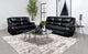 Conjunto de sofá reclinable con movimiento tapizado Camila de 2 piezas, color negro