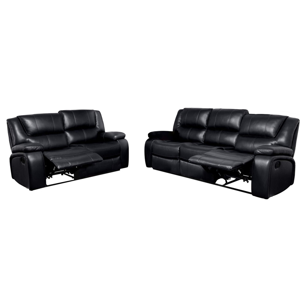 Conjunto de sofá reclinable con movimiento tapizado Camila de 2 piezas, color negro