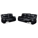 Conjunto de sofá reclinable con movimiento tapizado Camila de 2 piezas, color negro