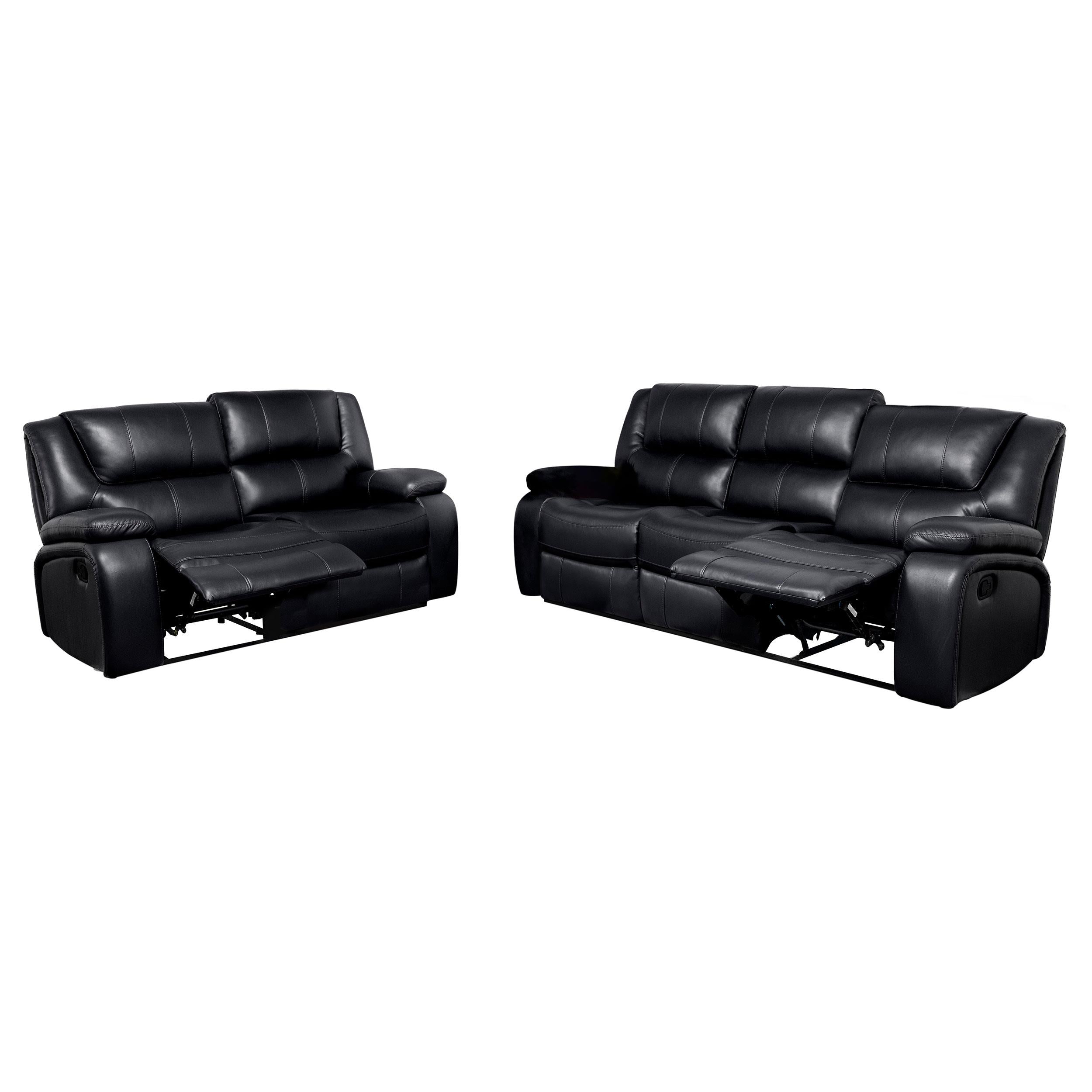 Camila 2-piece Upholstered Motion Reclining Sofa Set Black