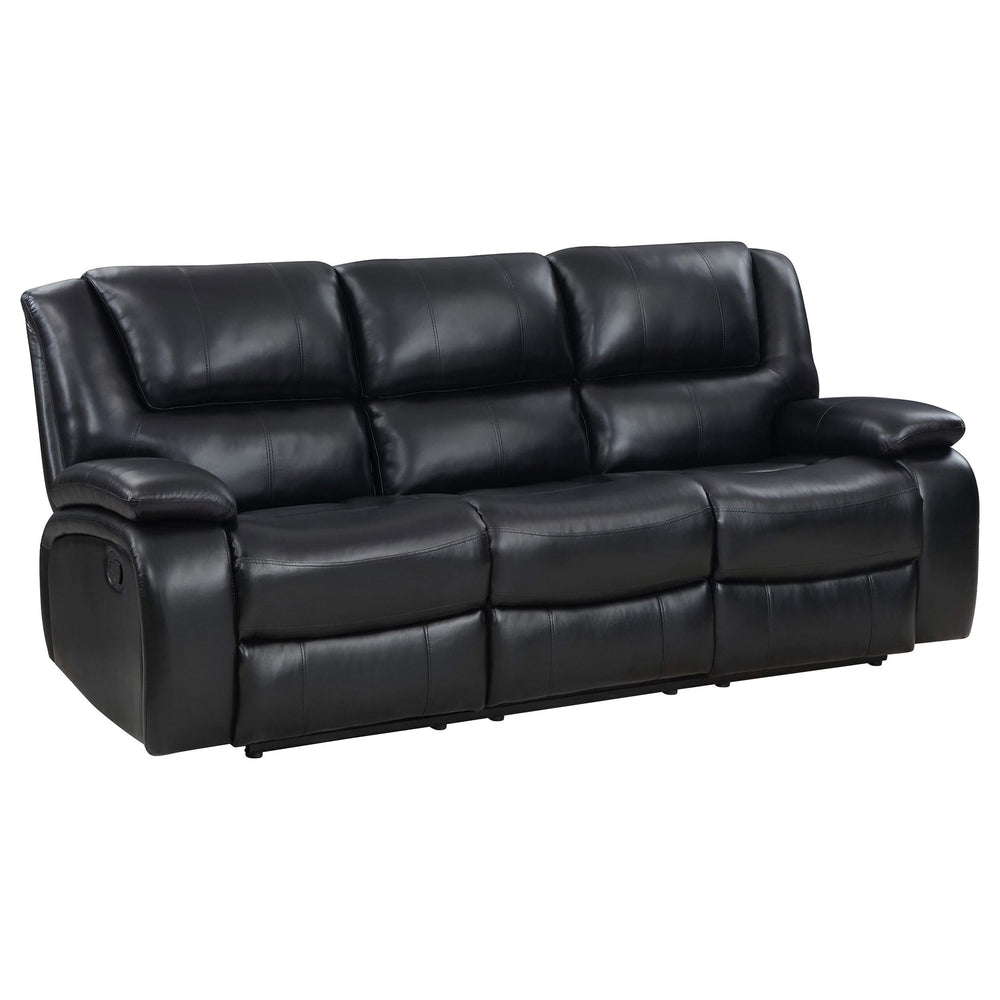 Conjunto de sofá reclinable con movimiento tapizado Camila de 2 piezas, color negro