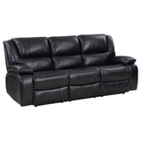Conjunto de sofá reclinable con movimiento tapizado Camila de 2 piezas, color negro