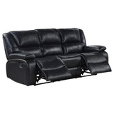 Conjunto de sofá reclinable con movimiento tapizado Camila de 2 piezas, color negro