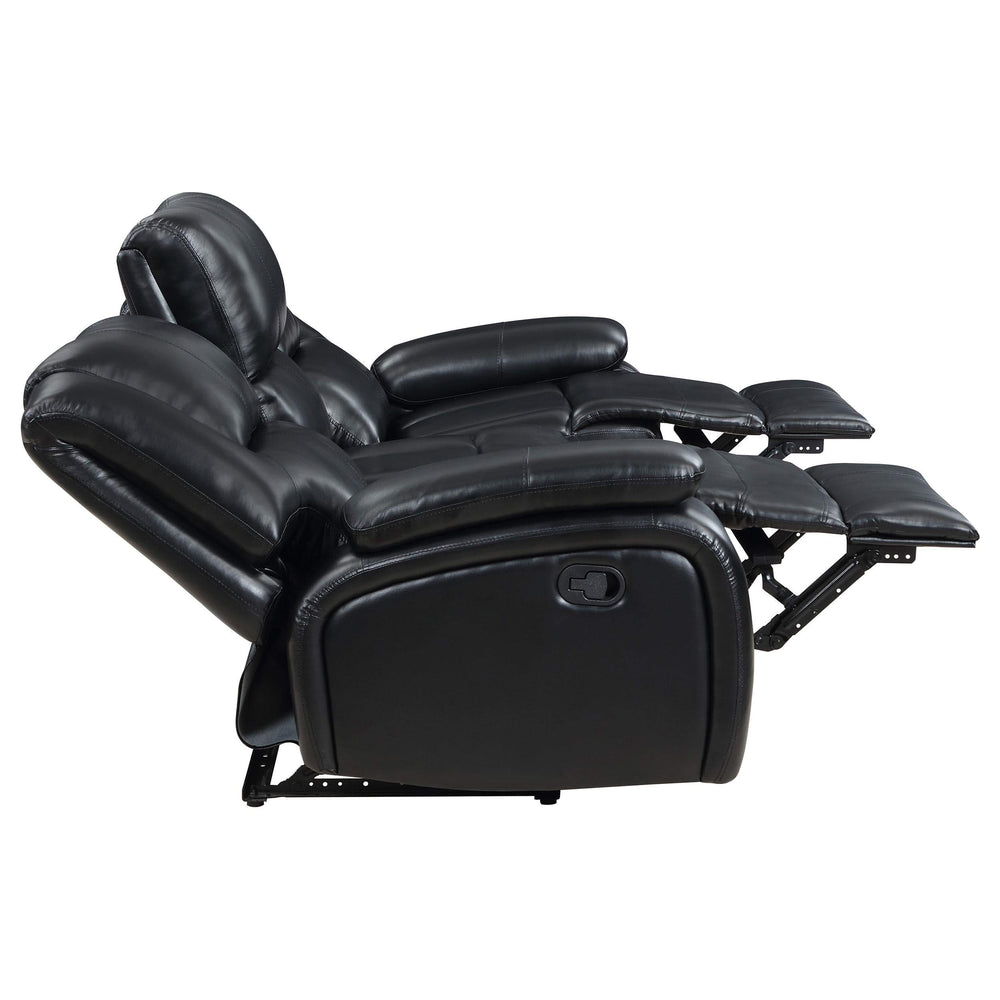 Conjunto de sofá reclinable con movimiento tapizado Camila de 2 piezas, color negro