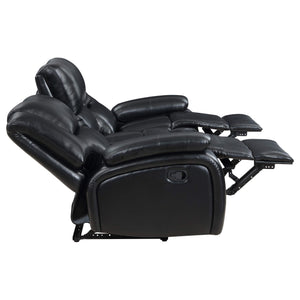 Conjunto de sofá reclinable con movimiento tapizado Camila de 2 piezas, color negro