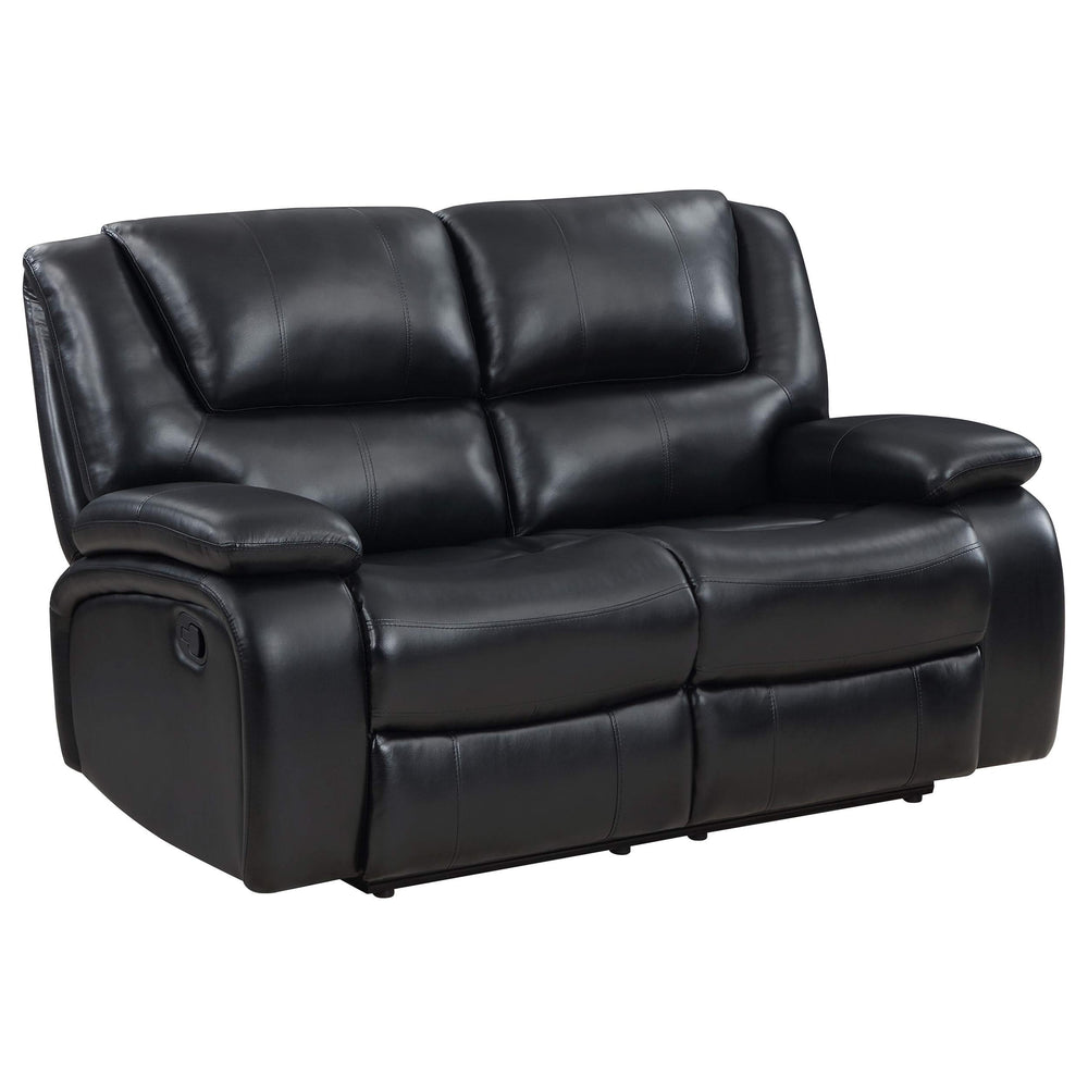 Conjunto de sofá reclinable con movimiento tapizado Camila de 2 piezas, color negro