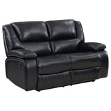 Conjunto de sofá reclinable con movimiento tapizado Camila de 2 piezas, color negro