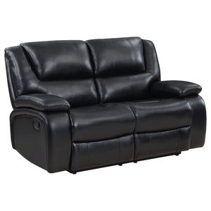Conjunto de sofá reclinable con movimiento tapizado Camila de 2 piezas, color negro