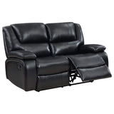 Conjunto de sofá reclinable con movimiento tapizado Camila de 2 piezas, color negro