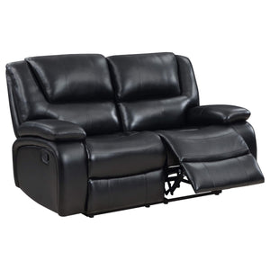Conjunto de sofá reclinable con movimiento tapizado Camila de 2 piezas, color negro