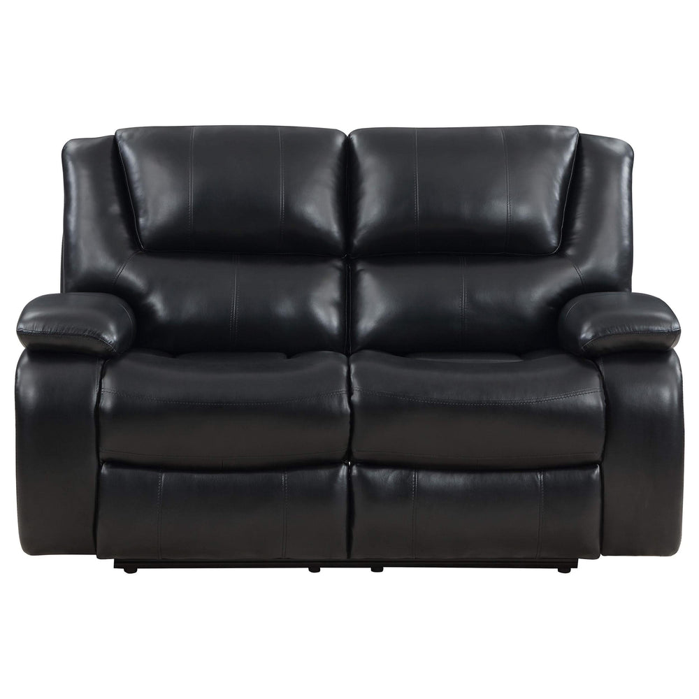Conjunto de sofá reclinable con movimiento tapizado Camila de 2 piezas, color negro