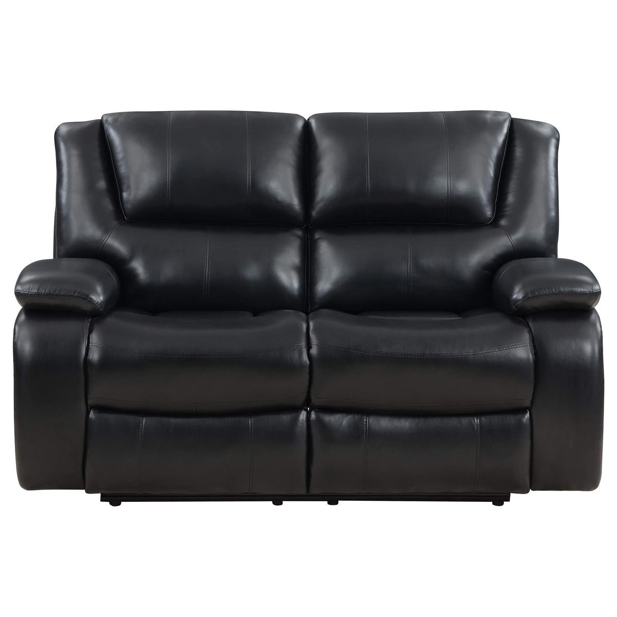 Conjunto de sofá reclinable con movimiento tapizado Camila de 2 piezas, color negro