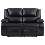 Conjunto de sofá reclinable con movimiento tapizado Camila de 2 piezas, color negro
