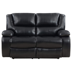 Conjunto de sofá reclinable con movimiento tapizado Camila de 2 piezas, color negro