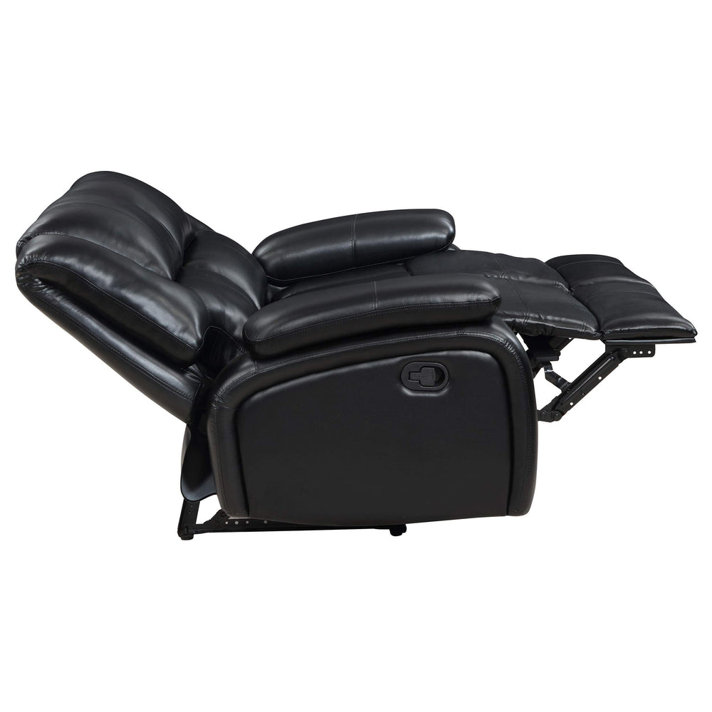 Conjunto de sofá reclinable con movimiento tapizado Camila de 2 piezas, color negro