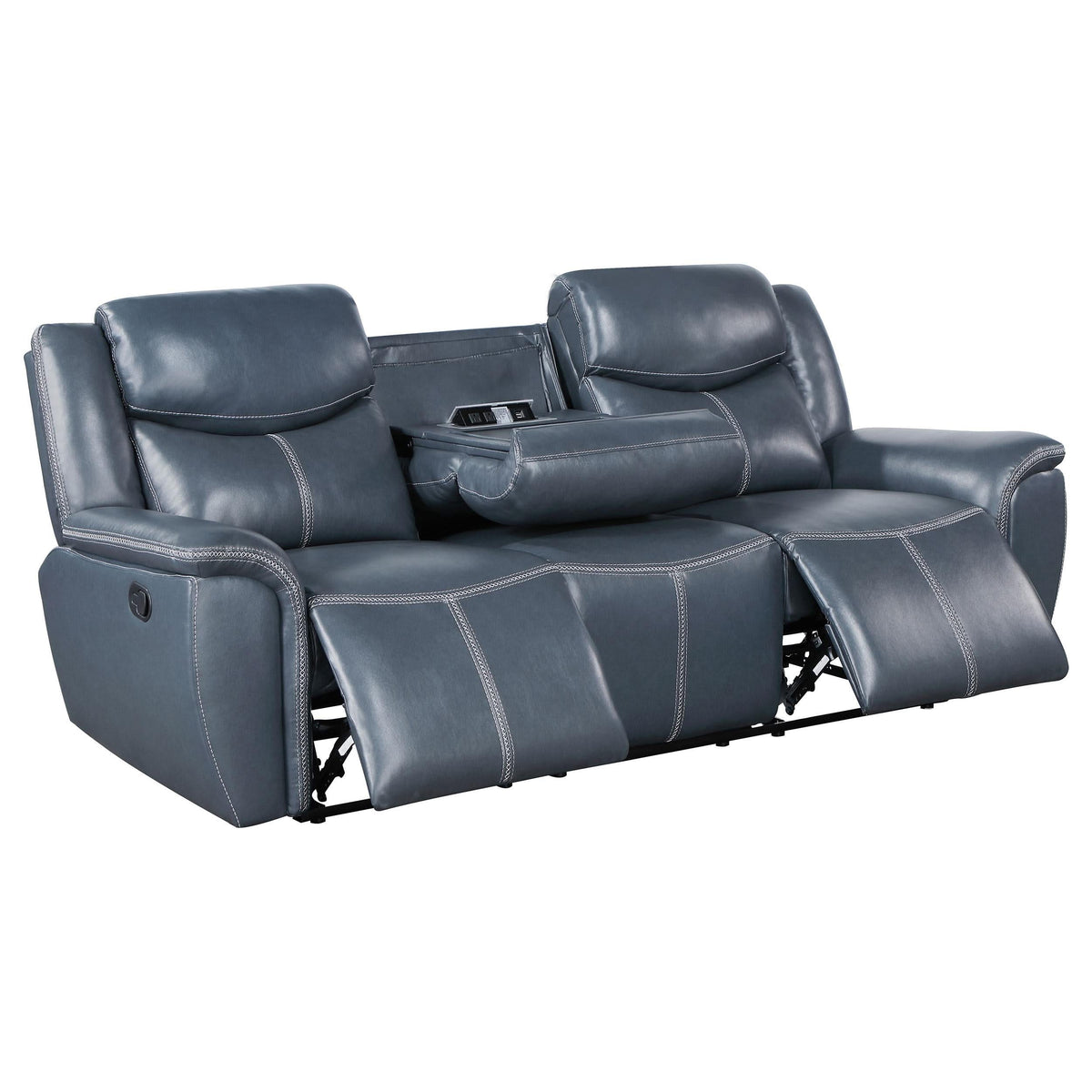 Sofá reclinable Sloane con brazos acolchados y tapizado en azul