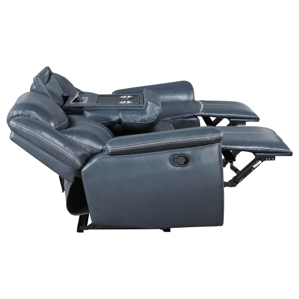 Sofá reclinable Sloane con brazos acolchados y tapizado en azul