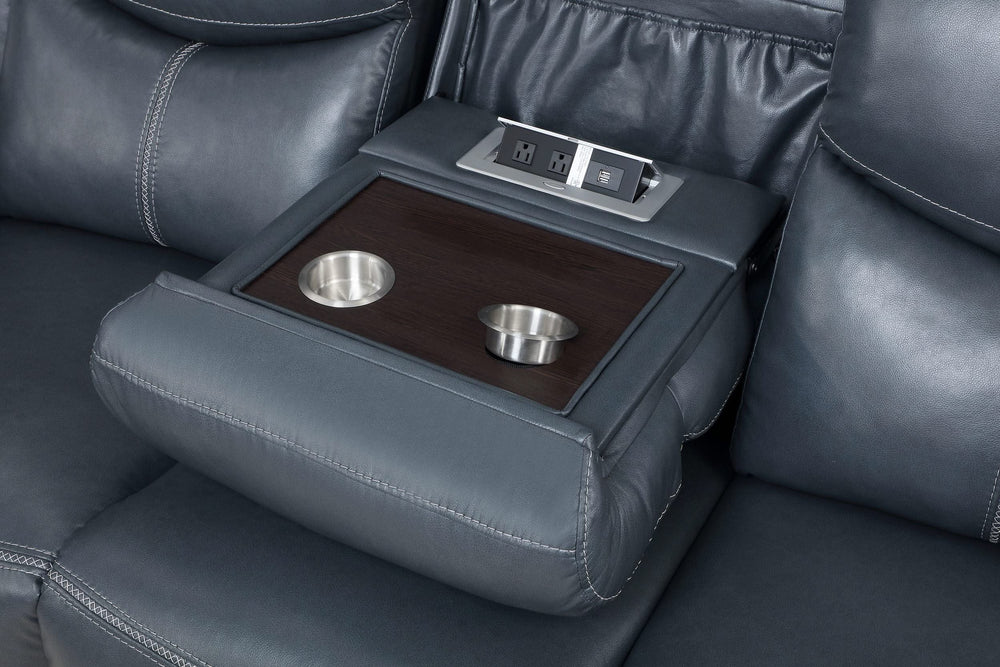 Sofá reclinable Sloane con brazos acolchados y tapizado en azul