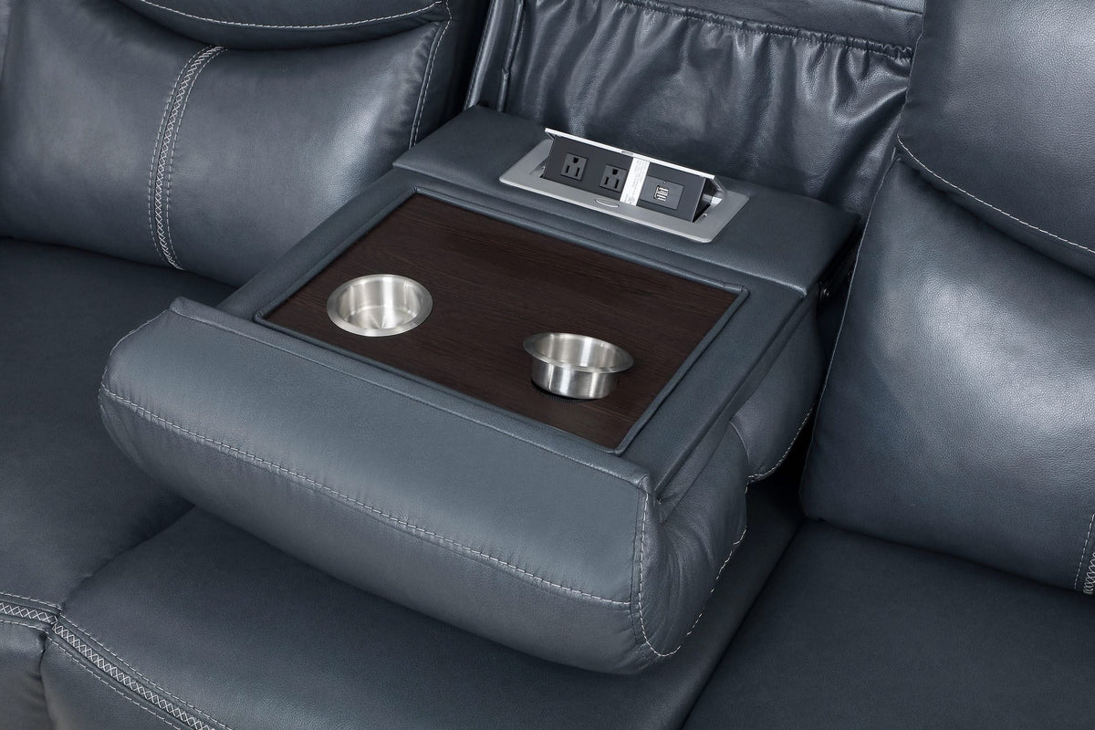 Sofá reclinable Sloane con brazos acolchados y tapizado en azul