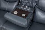 Sofá reclinable Sloane con brazos acolchados y tapizado en azul