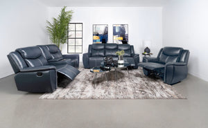 Sofá reclinable Sloane con brazos acolchados y tapizado en azul