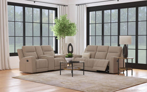 Conjunto de sofá reclinable tapizado de 2 piezas Brentwood en color topo