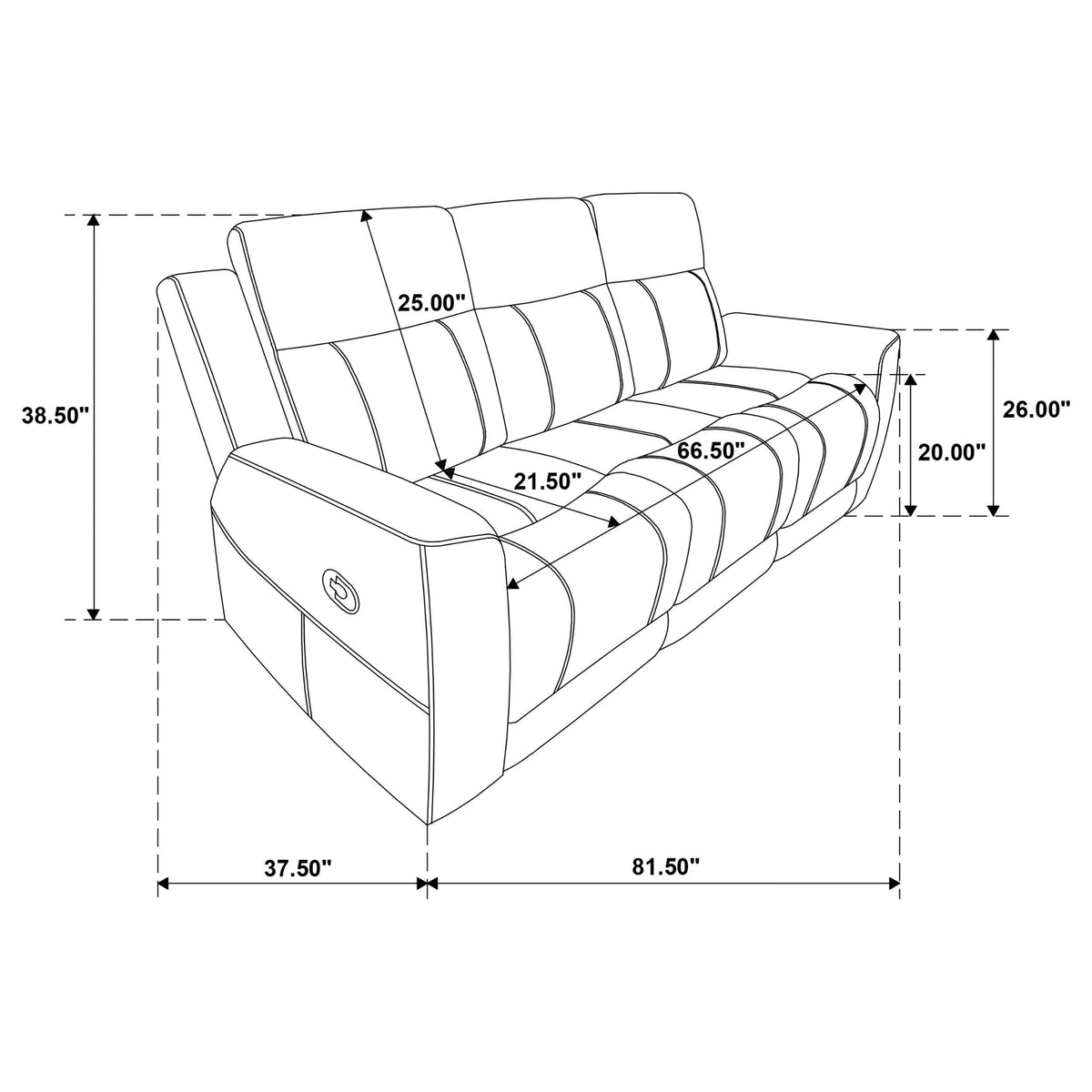 Sofá reclinable móvil tapizado Brentwood en color topo