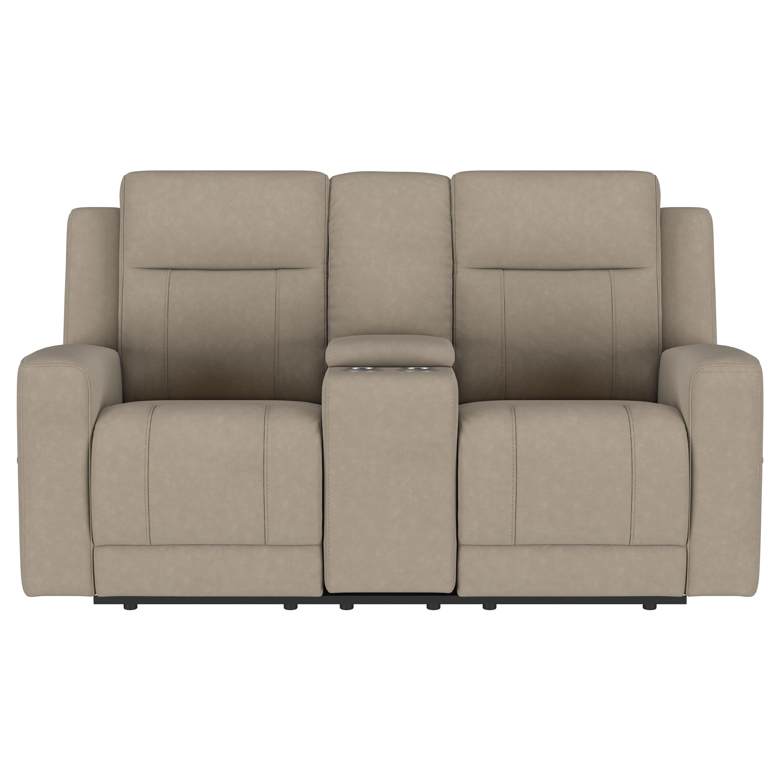 Brentwood Upholstered Motion Reclining Loveseat Taupe