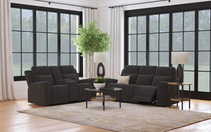 Conjunto de sofá reclinable tapizado de 2 piezas Brentwood en color carbón