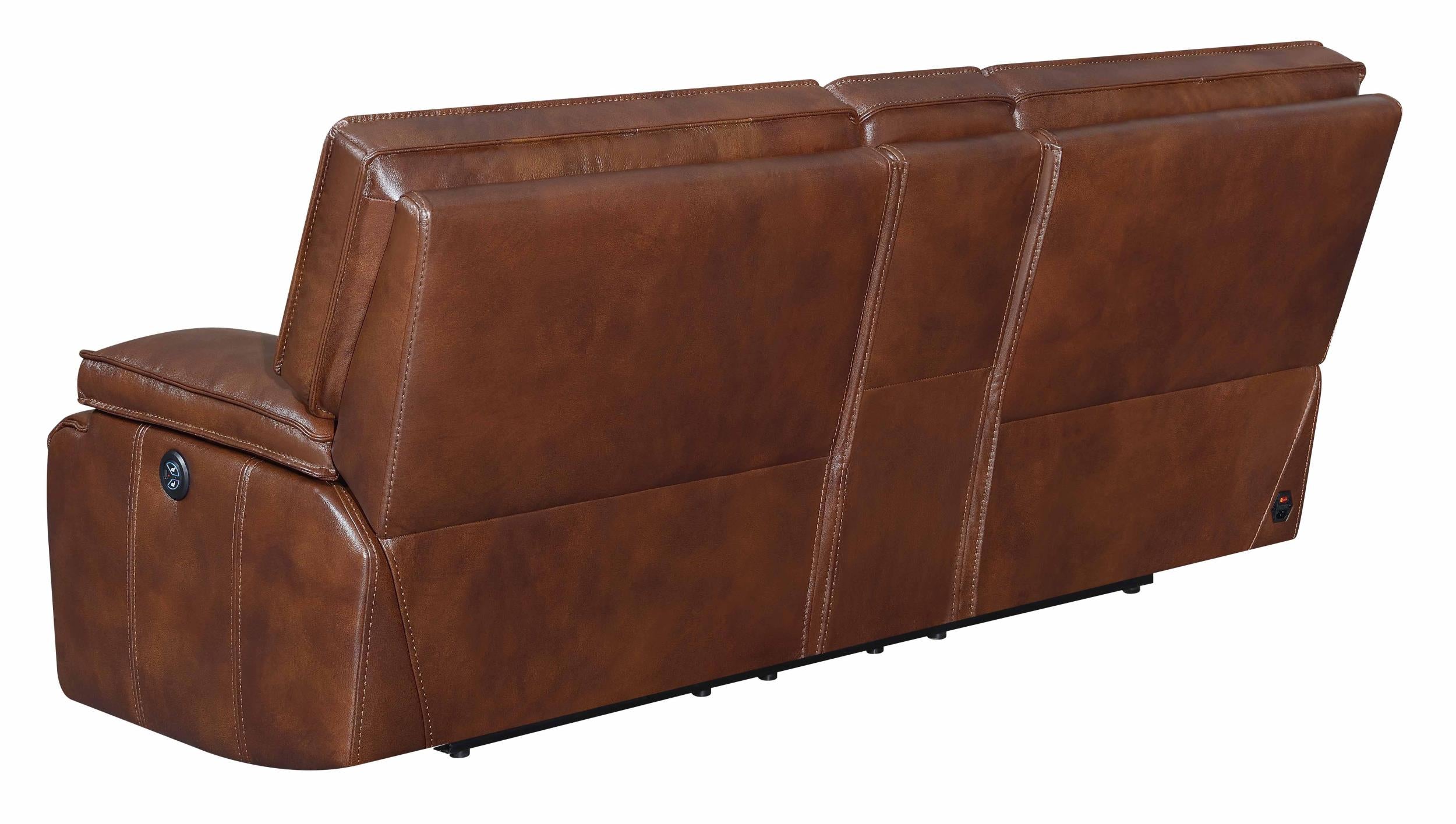 Southwick Upholstered Power Reclining Loveseat Saddle Brown