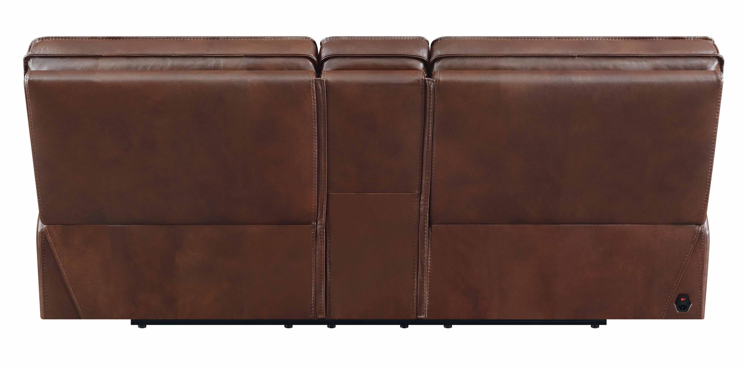 Southwick Upholstered Power Reclining Loveseat Saddle Brown