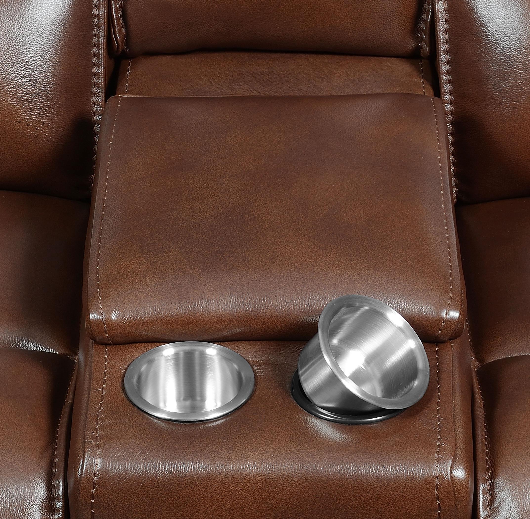 Southwick Upholstered Power Reclining Loveseat Saddle Brown