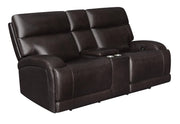 Longport Upholstered Power Reclining Loveseat Dark Brown