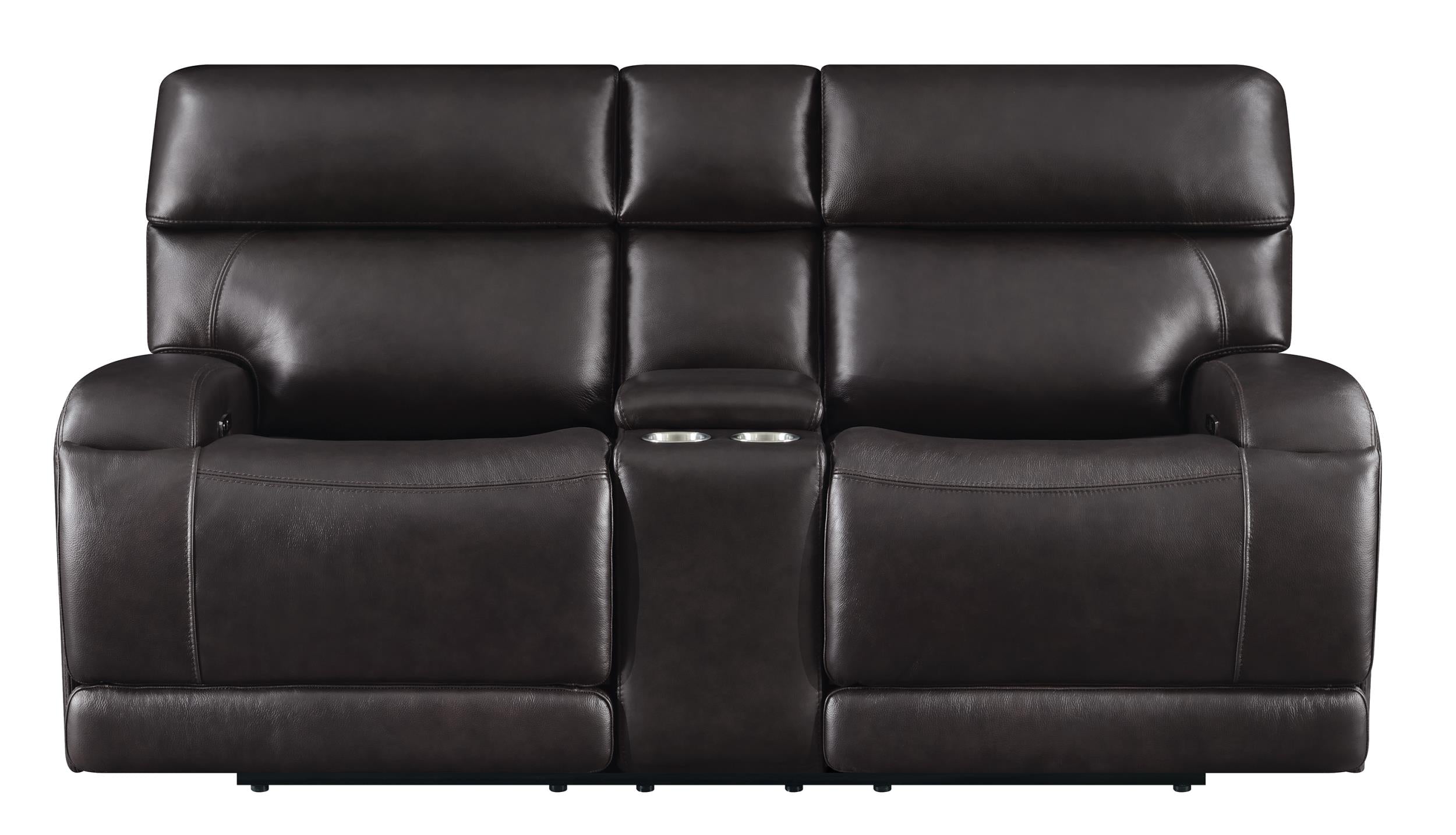 Longport Upholstered Power Reclining Loveseat Dark Brown