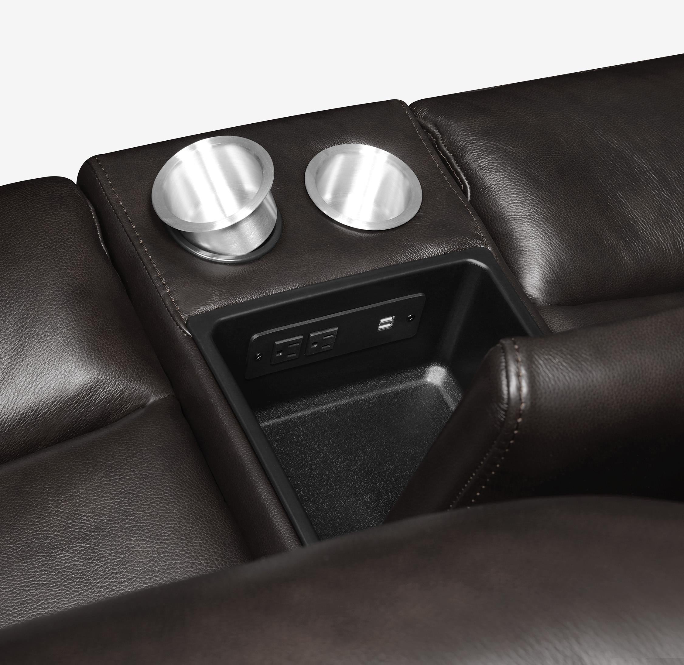 Longport Upholstered Power Reclining Loveseat Dark Brown
